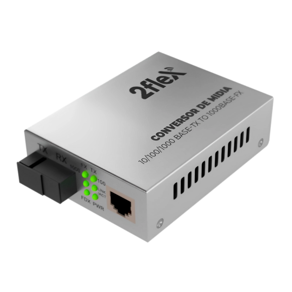 CONVERSOR MIDIA GIGA MONOMODO LA 10KM 2FLEX, 2 FLEX TELECOM, 