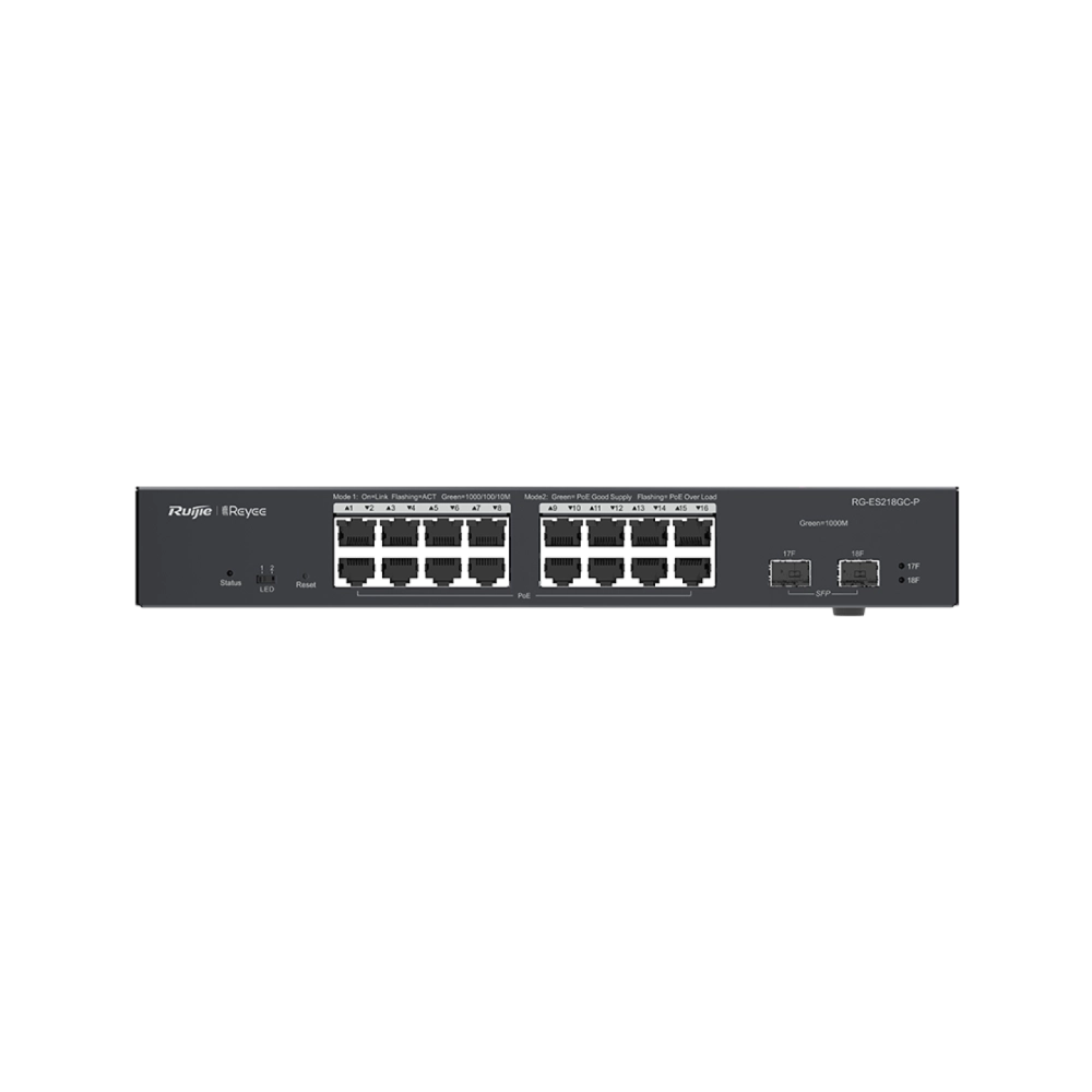 SWITCH POE GER 16P GE+02P SFP RG-ES218GC-P (L2) RJ, RUIJIE, SWITCH POE GER 16P GE+02P SFP RG-ES218GC-P (L2) RJ, RUIJIE,